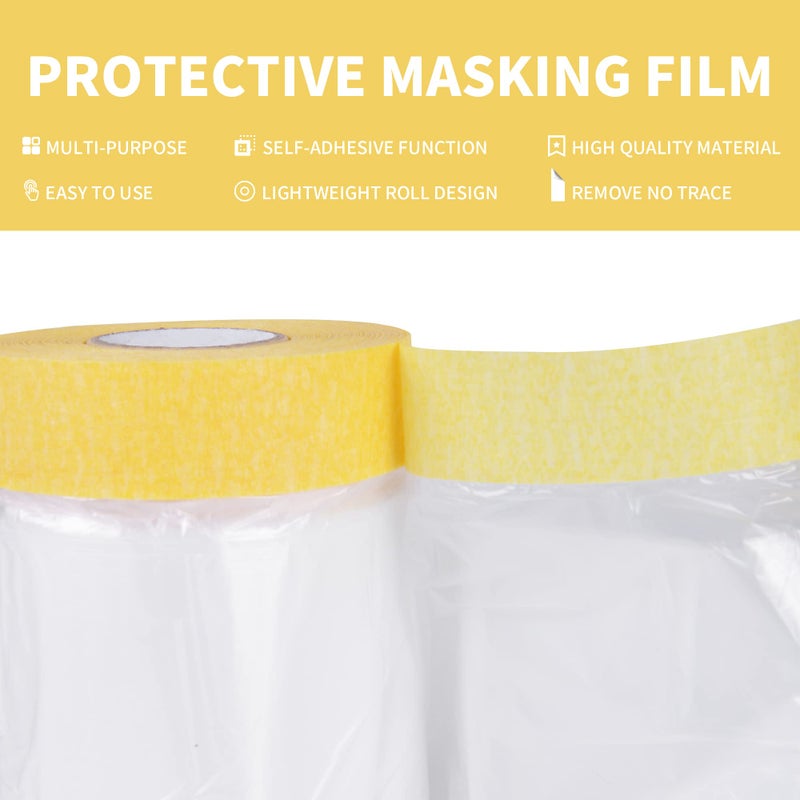 TAPEBEAR Pre-Taped Masking Film, Tape and Drape, Plastic Sheeting Roll, Automotive Painters Masking Tape Film, Plastic Sheeting Cover for Appliance and Furniture, 5feet X 90feet,1400mm x 27m, 3Rolls - Image 4